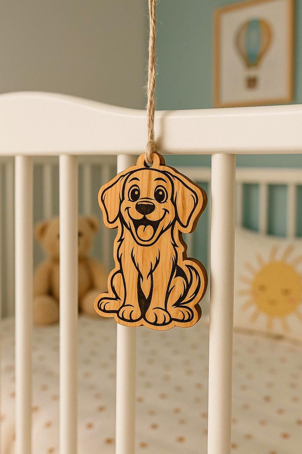Dog-Shaped Olive Wood Ornament – Single or Set of 3