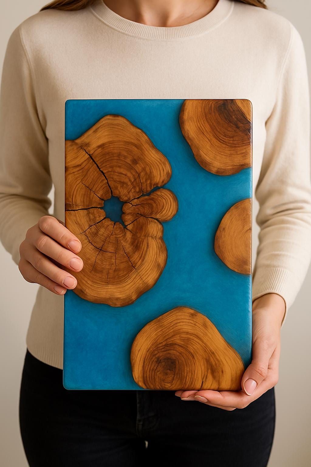 Handmade Olive Wood & Blue Resin Charcuterie Board