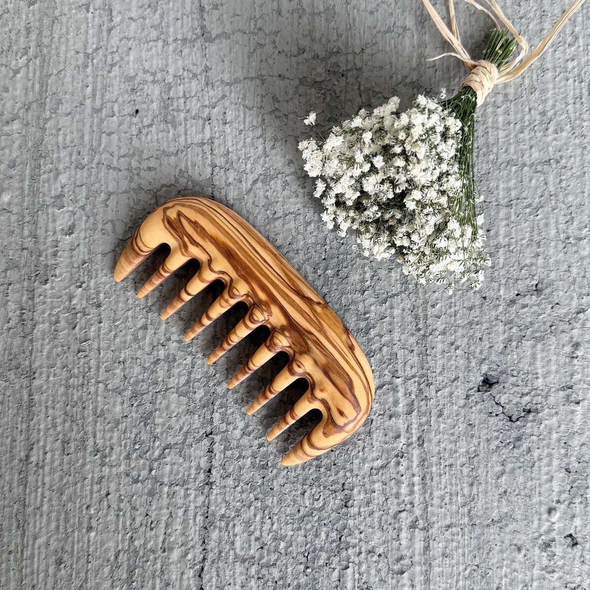 Customizable Bag Size Wide Tooth Comb - Olive Wood Handmade Comb - Gift For Mom