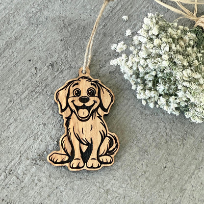 Dog-Shaped Olive Wood Ornament – Single or Set of 3