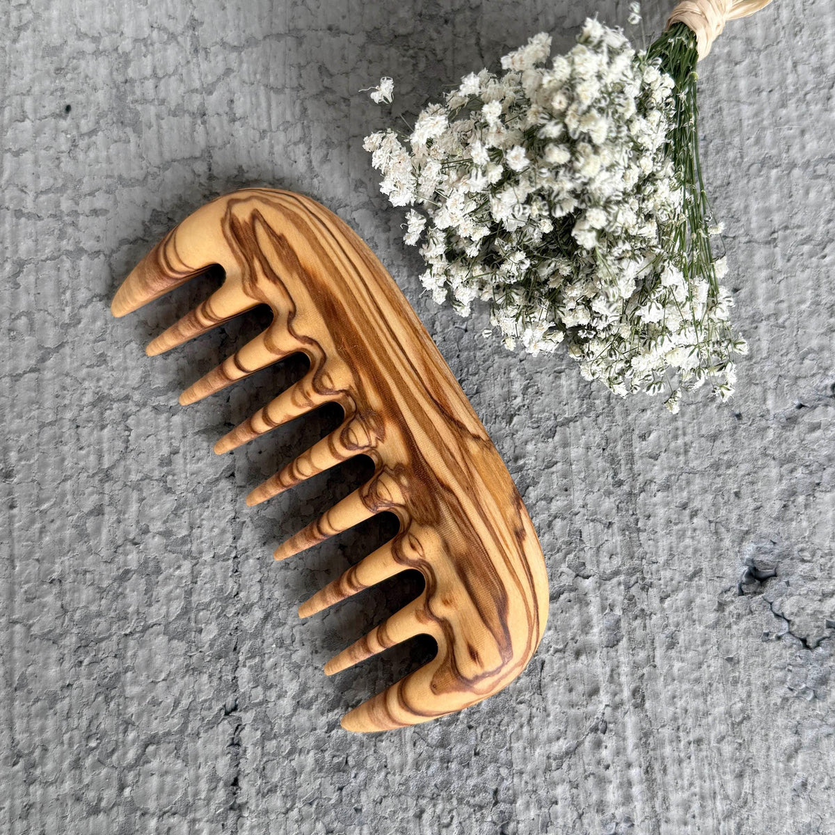Customizable Bag Size Wide Tooth Comb - Olive Wood Handmade Comb - Gift For Mom