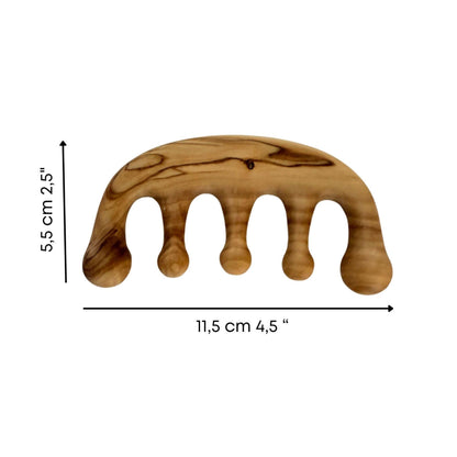 Handmade Olive Wood Gua Sha Comb | Lymphatic Drainage Massage Tool