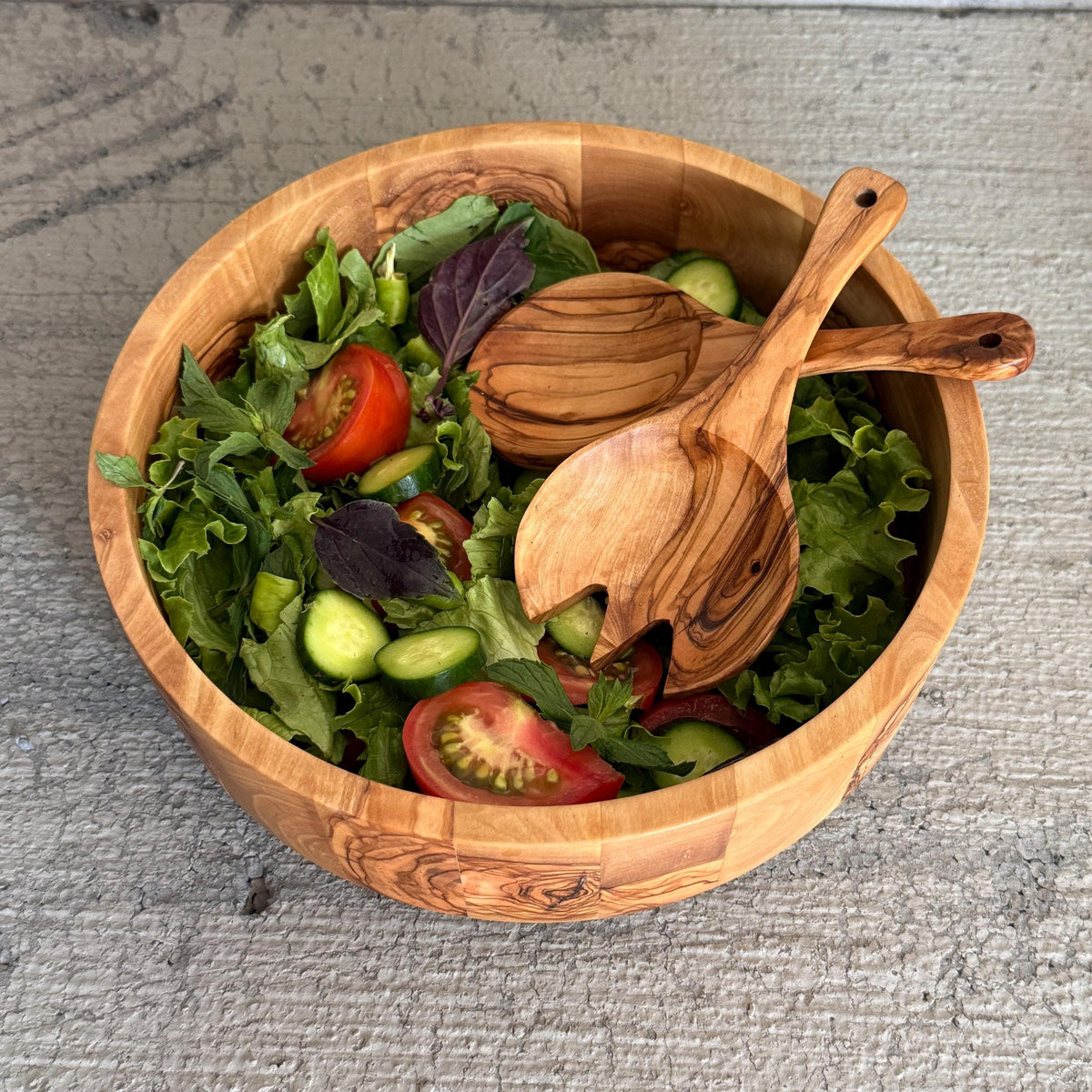 Handmade Olive Wood Salad Spoon Set, Small Serving Spoons