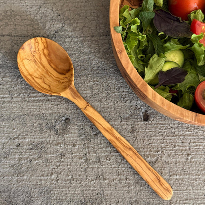 Handcrafted Olive Wood Spoon – Rustic Wooden Spoon for Serving & Cooking | Single or Set of 2 | Eco-Friendly Natural Utensils