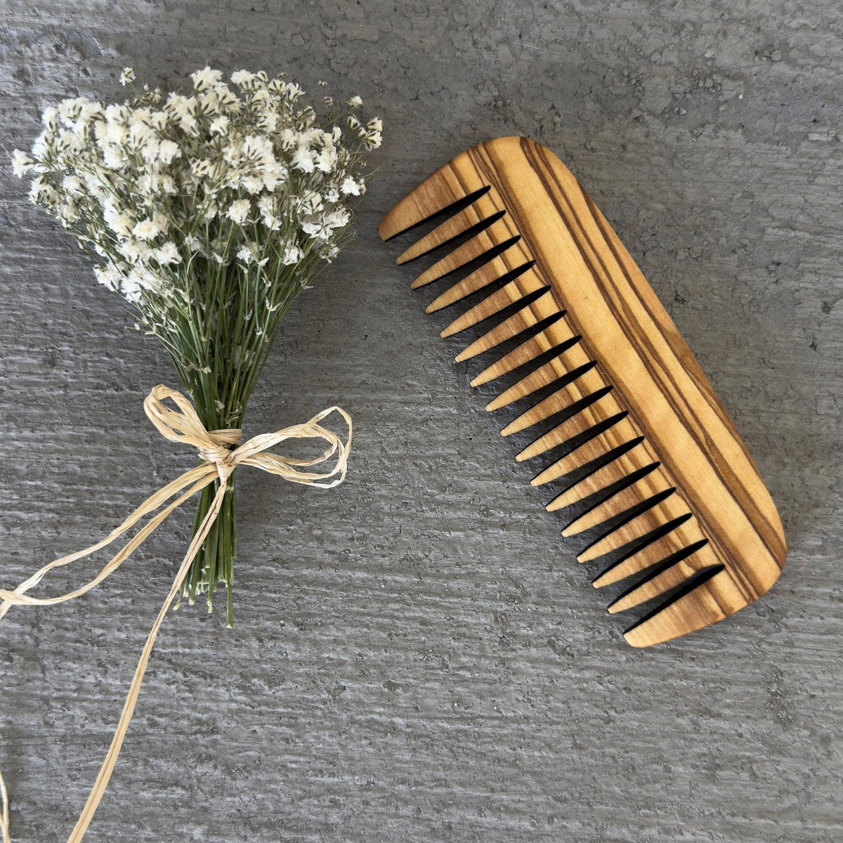 Personalized Olive Wood Wide Tine Hair Comb, Handmade Beauty Comb