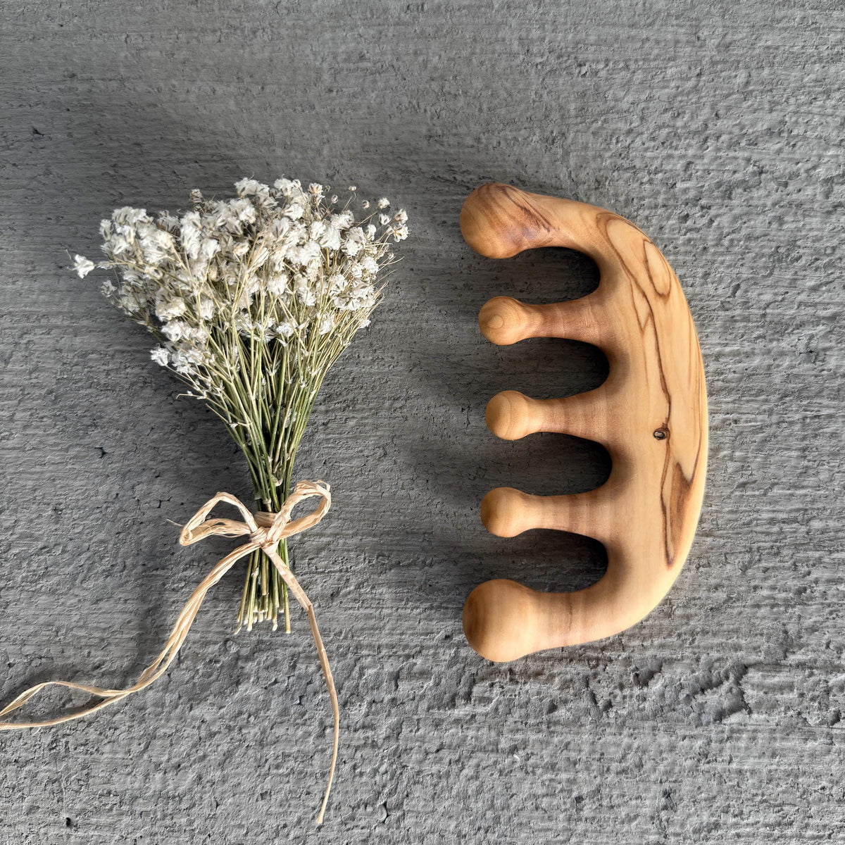 Handmade Olive Wood Gua Sha Comb | Lymphatic Drainage Massage Tool