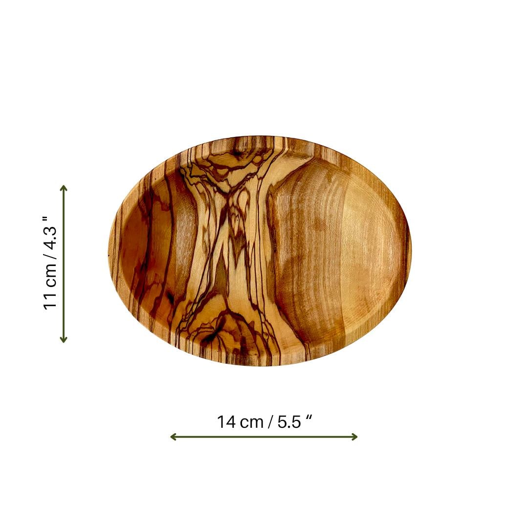 Handcrafted Olive Wood Oval Snack Plate | Natural Serving Dish for Appetizers, Nuts, and Sweets