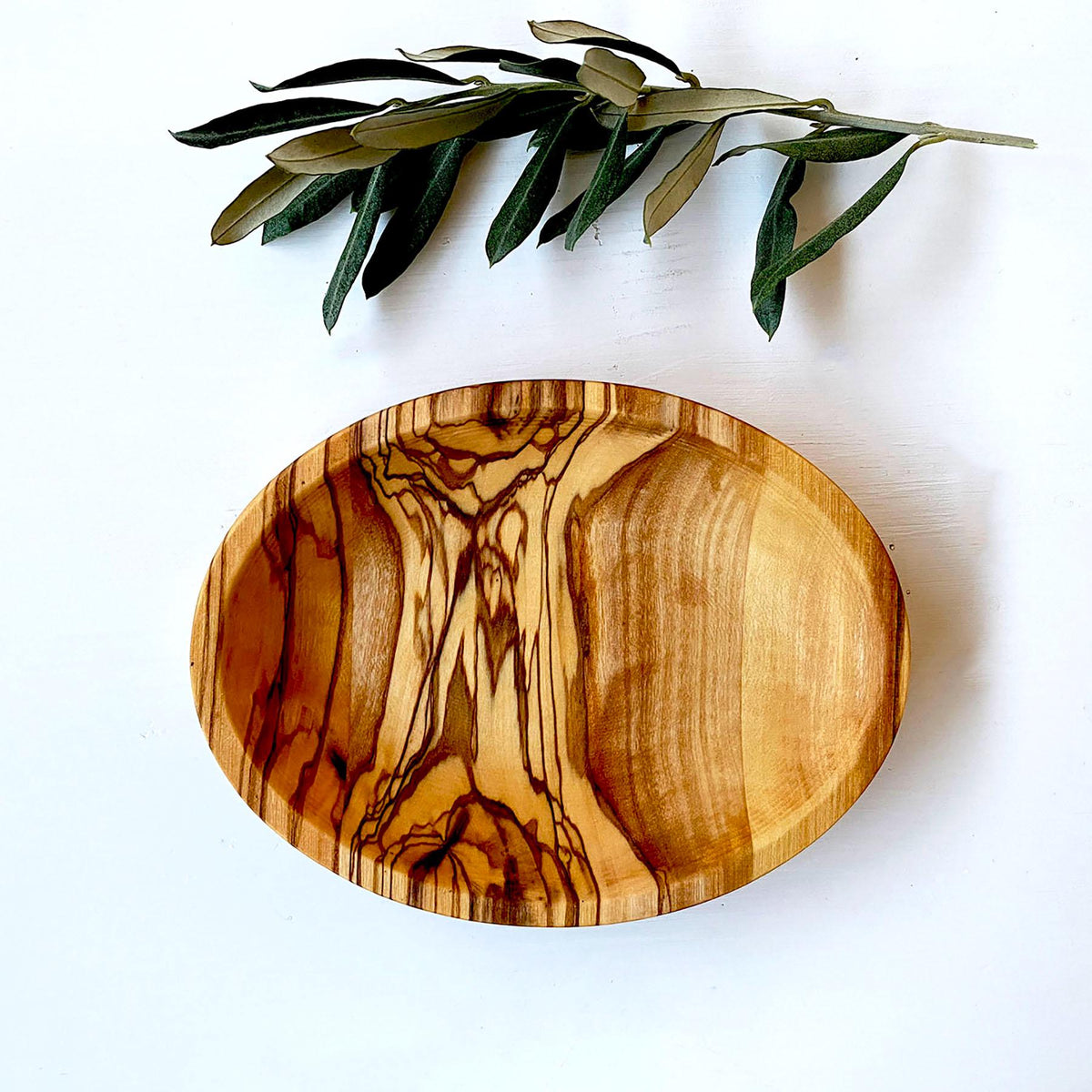Handcrafted Olive Wood Oval Snack Plate | Natural Serving Dish for Appetizers, Nuts, and Sweets