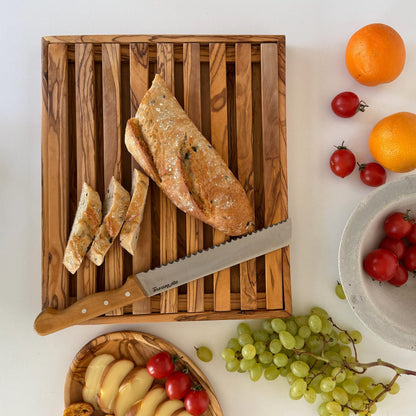 Olive Wood Bread Slicer | Antibacterial Pastry Cutting Board