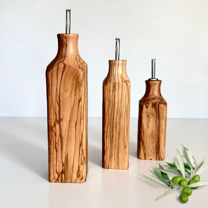 Olive Wood Oil Bottle with Glass Liner – Rustic Kitchen Cruet