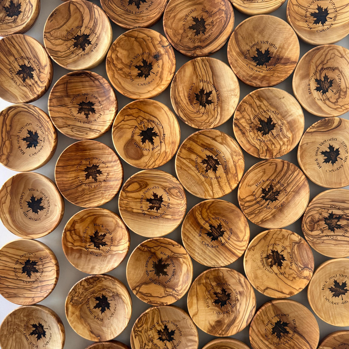 Engraved Olive Wood Mini Dishes | Corporate Gifts, Wedding Favors