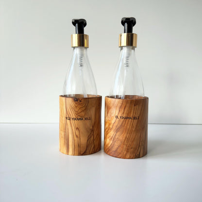 Personalized Handmade Olive Wood Soap & Face Wash Bottles