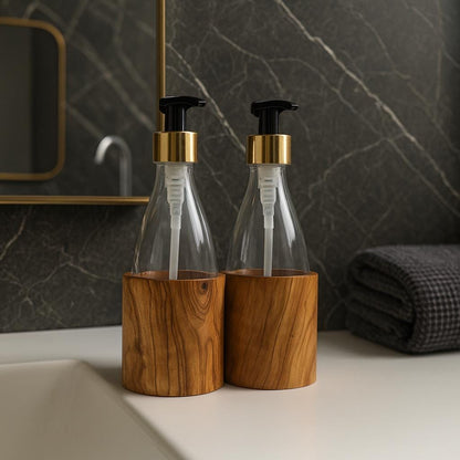 Personalized Handmade Olive Wood Soap & Face Wash Bottles