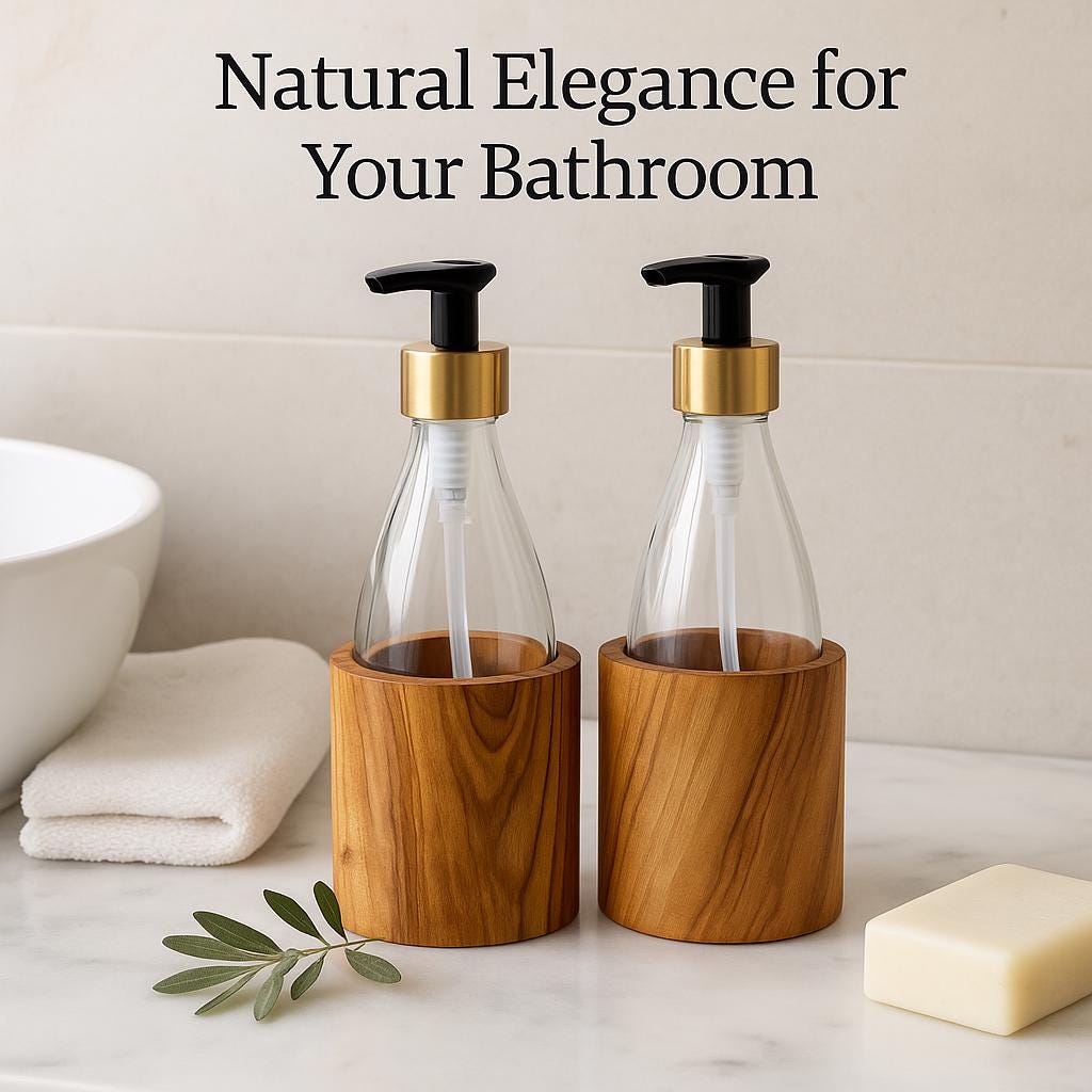 Personalized Handmade Olive Wood Soap & Face Wash Bottles