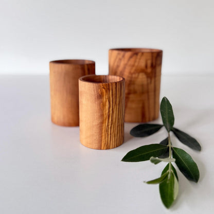 Natural Olive Wood Organizer Set – Desk, Bathroom & Makeup Storage
