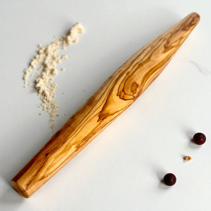 Handmade Olive Wood French Rolling Pin – Tapered Dough Roller (40cm)