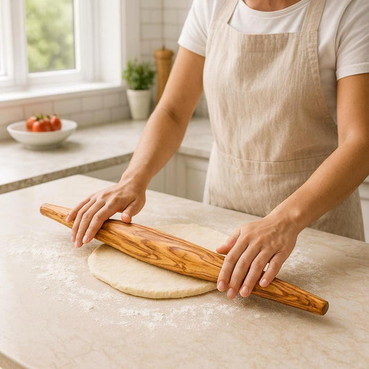 Handmade Olive Wood French Rolling Pin – Tapered Dough Roller (40cm)