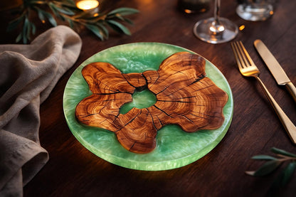 Olive Wood & Epoxy Decorative Serving Plate – Hand-Turned – 31 cm (12”)