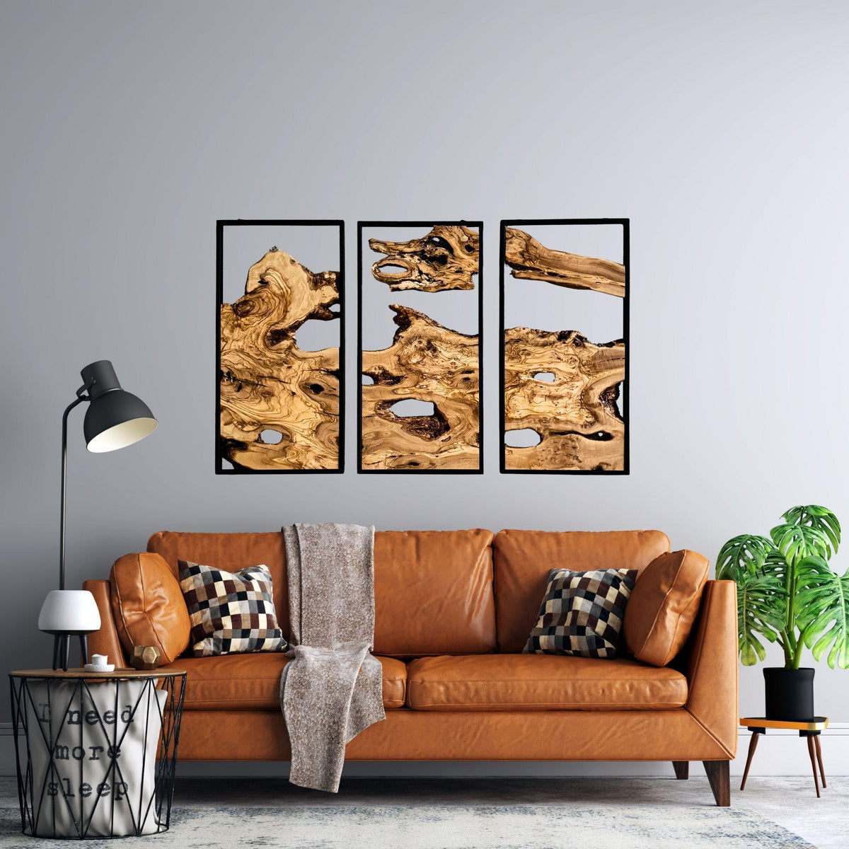 Olive Wood Wall Decor Set - Live Edge, Rustic Modern Art