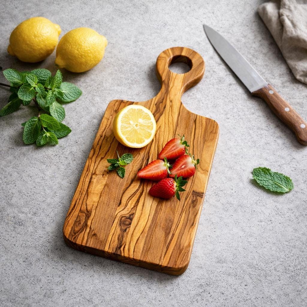 Olive Wood Customizable Cutting Board with Handle