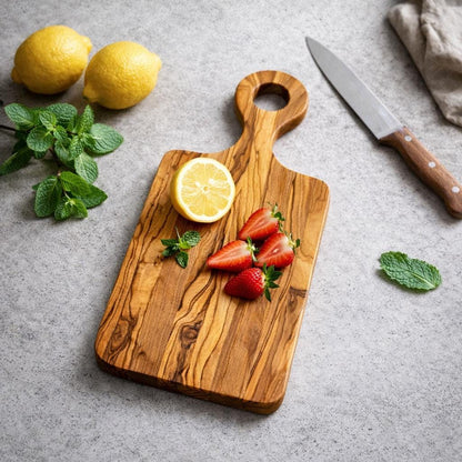 Olive Wood Customizable Cutting Board with Handle