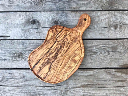 Personalized Olive Wood Cutting Board, Engraved Handle