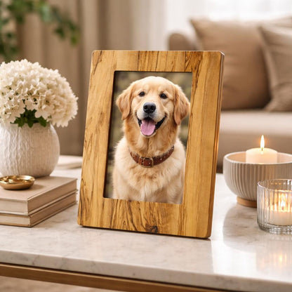 Personalized Olive Wood Photo Frame, Custom Engraved Wooden Frame,  Wedding Gift, Desk Decor