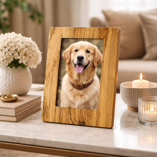 Personalized Olive Wood Photo Frame, Custom Engraved Wooden Frame,  Wedding Gift, Desk Decor