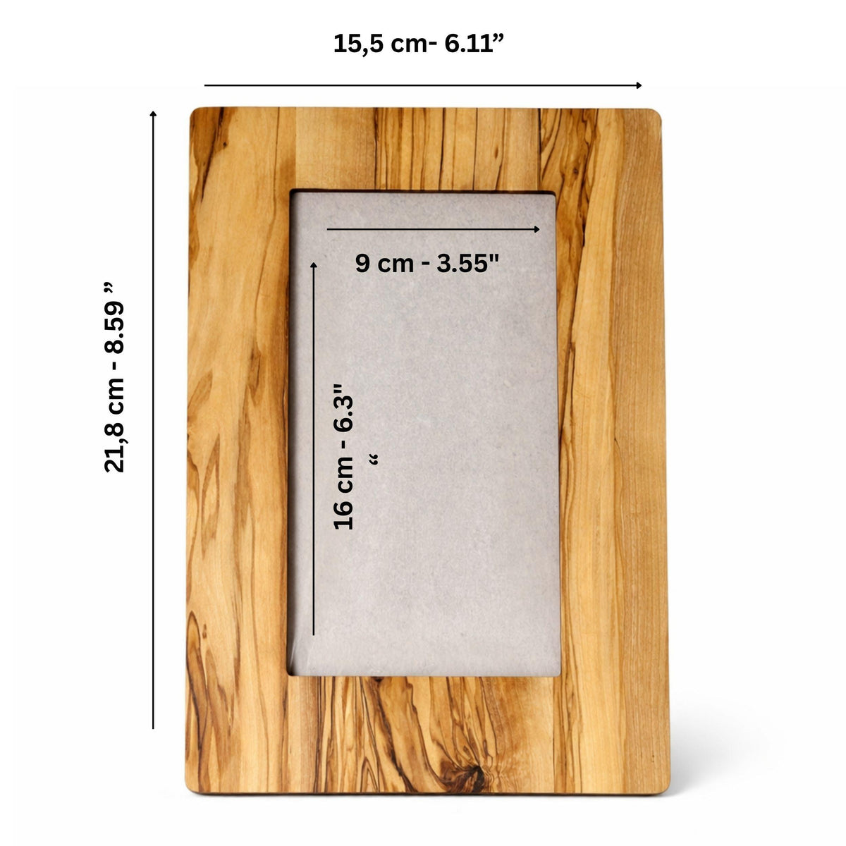 Olive Wood Photo Frame – Handcrafted, Dual Orientation (Vertical & Horizontal)