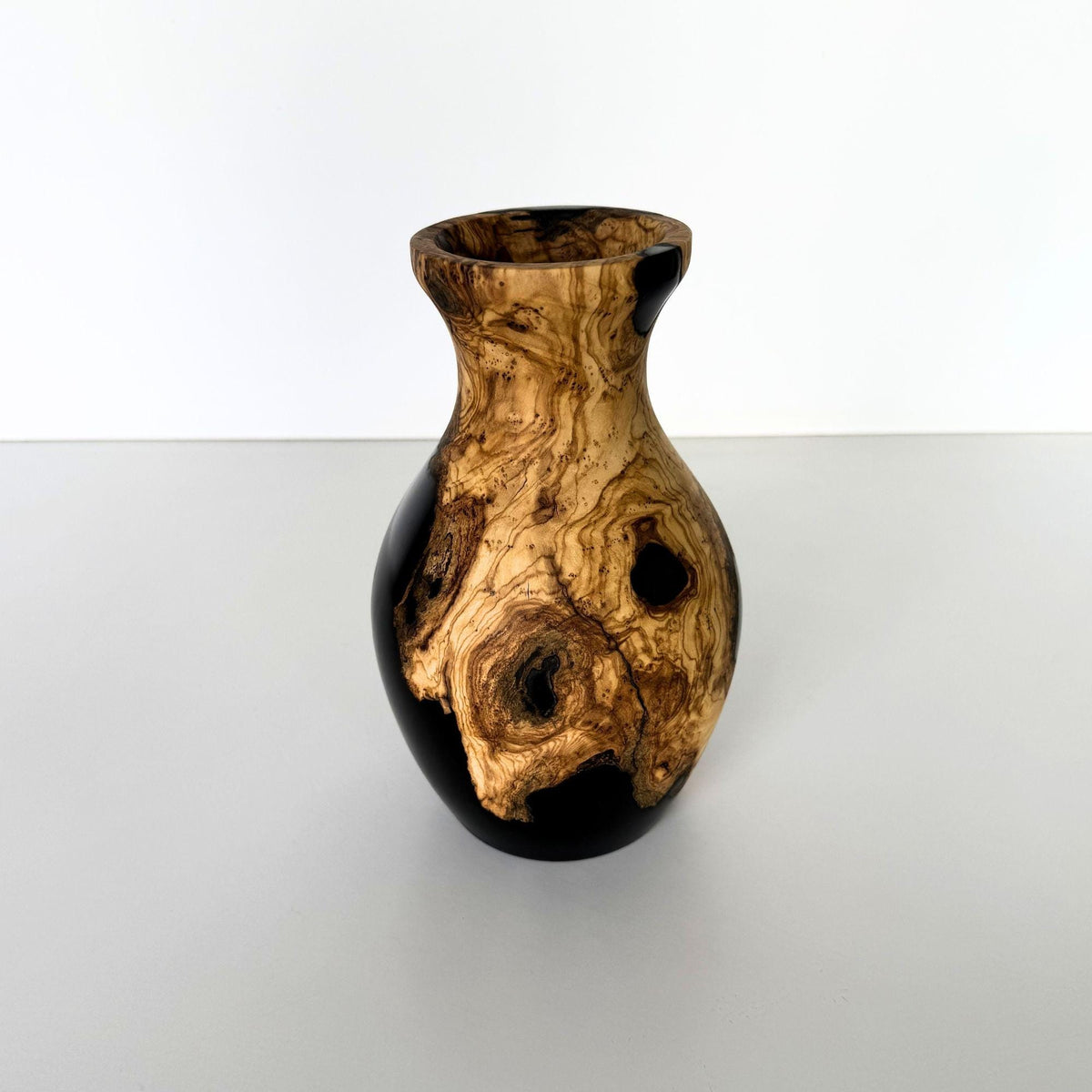 Olive Wood Epoxy Vase – Handcrafted Natural Wood Art Home Decor