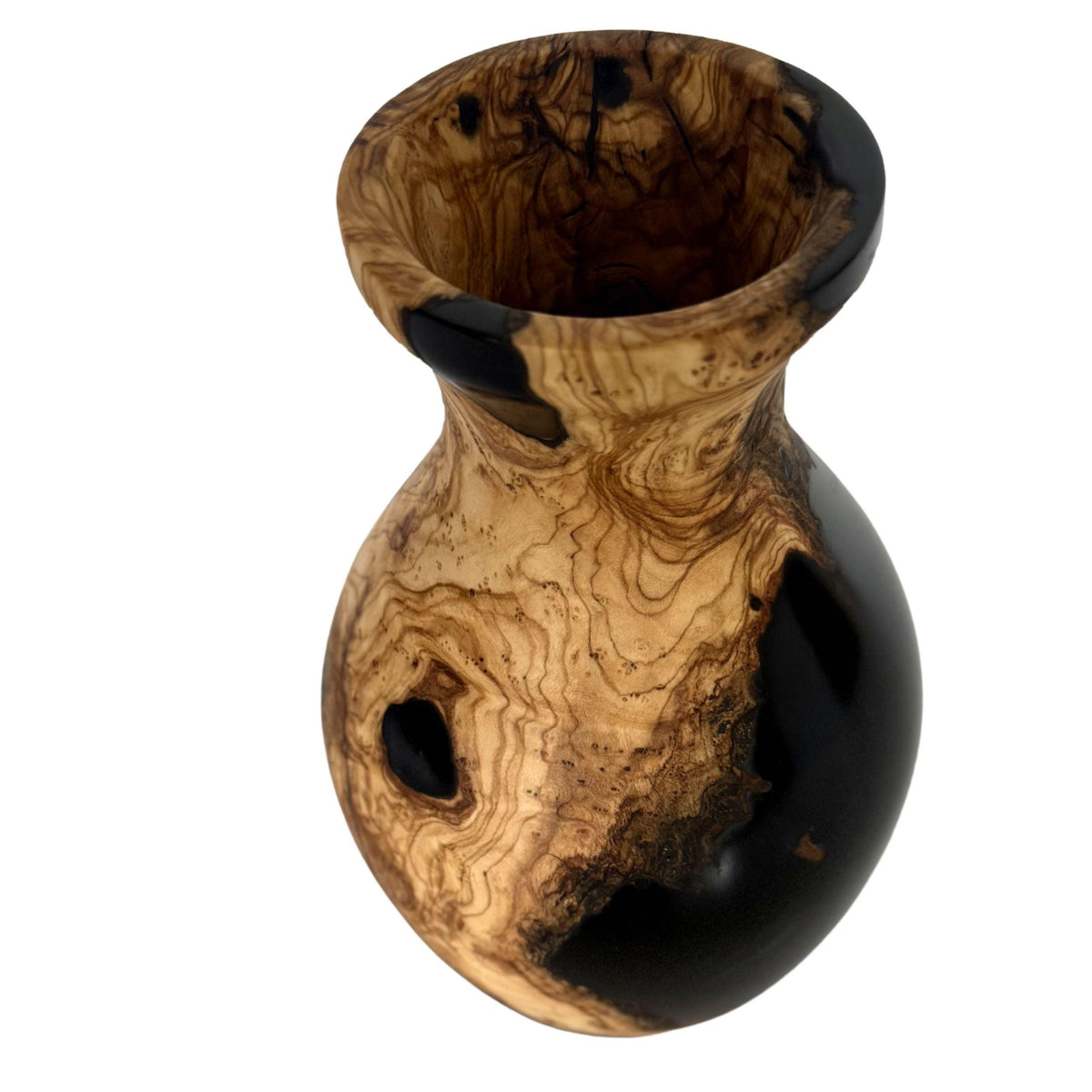 Olive Wood Epoxy Vase – Handcrafted Natural Wood Art Home Decor