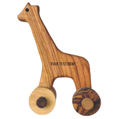 Handmade Olive Wood Giraffe Toy, Organic Wooden Toy