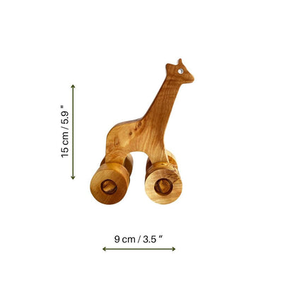 Handmade Olive Wood Giraffe Toy, Organic Wooden Toy