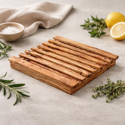 Olive Wood Bread Slicer | Antibacterial Pastry Cutting Board