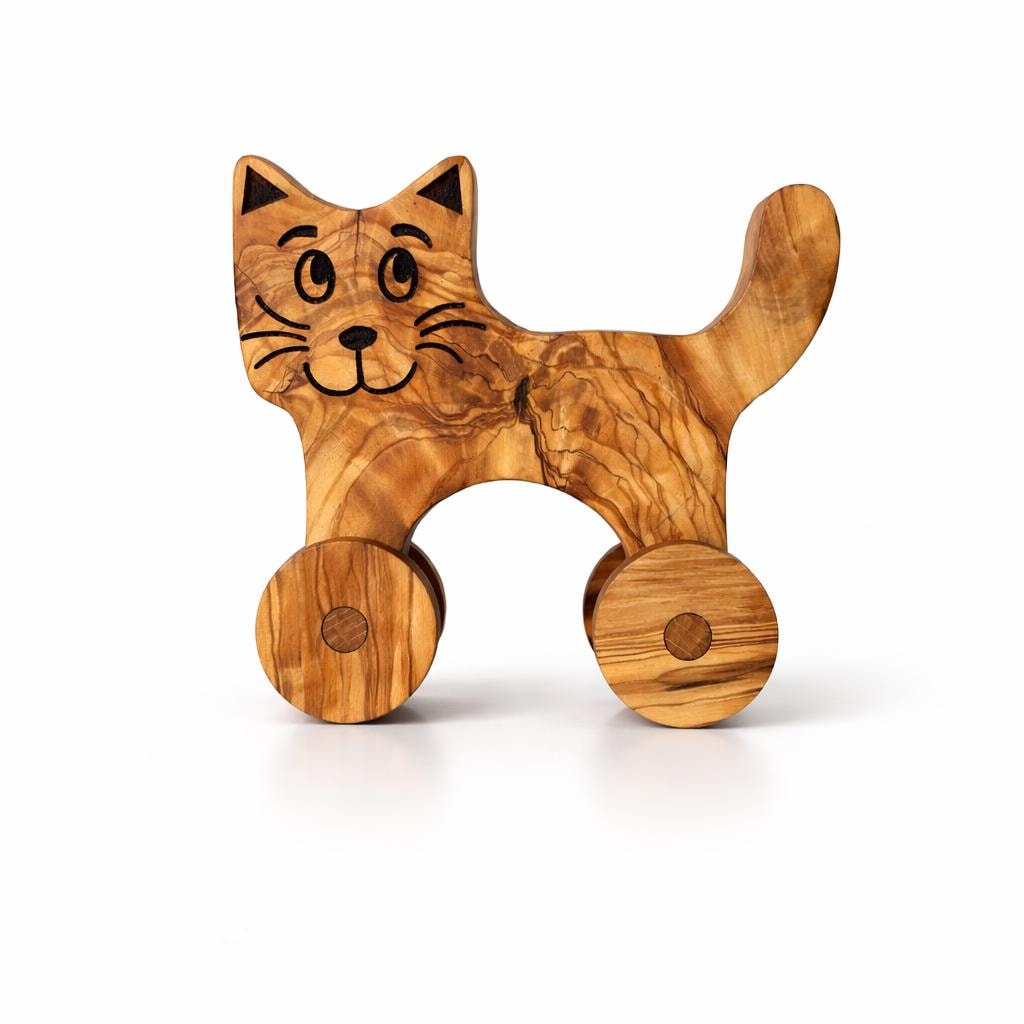 Olive Wood Montessori Push Toy, Eco-Friendly Baby Shower Gift