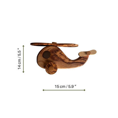 Olive Wood Toy Helicopter | Natural Wood Grain