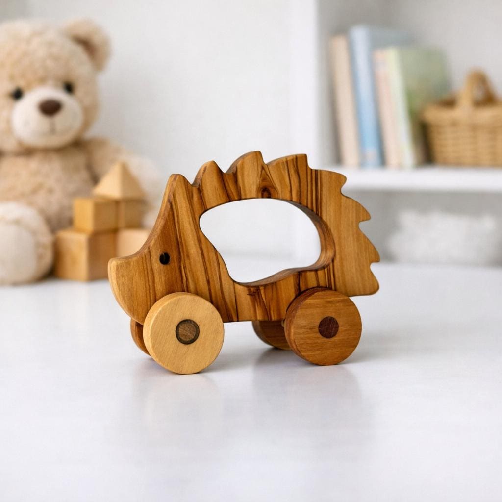 Personalized Olive Wood Toy Hedgehog - Gift for Kids