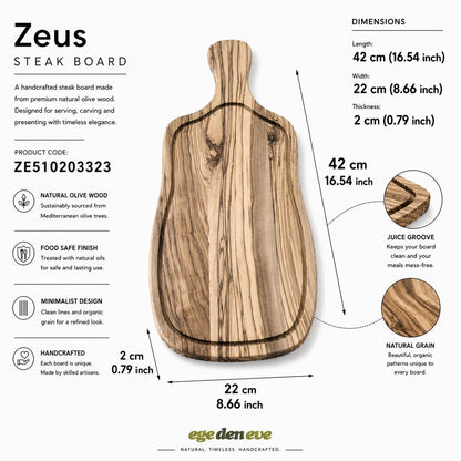 Olive Wood Steak Board, Unique Wooden Cutting Board,