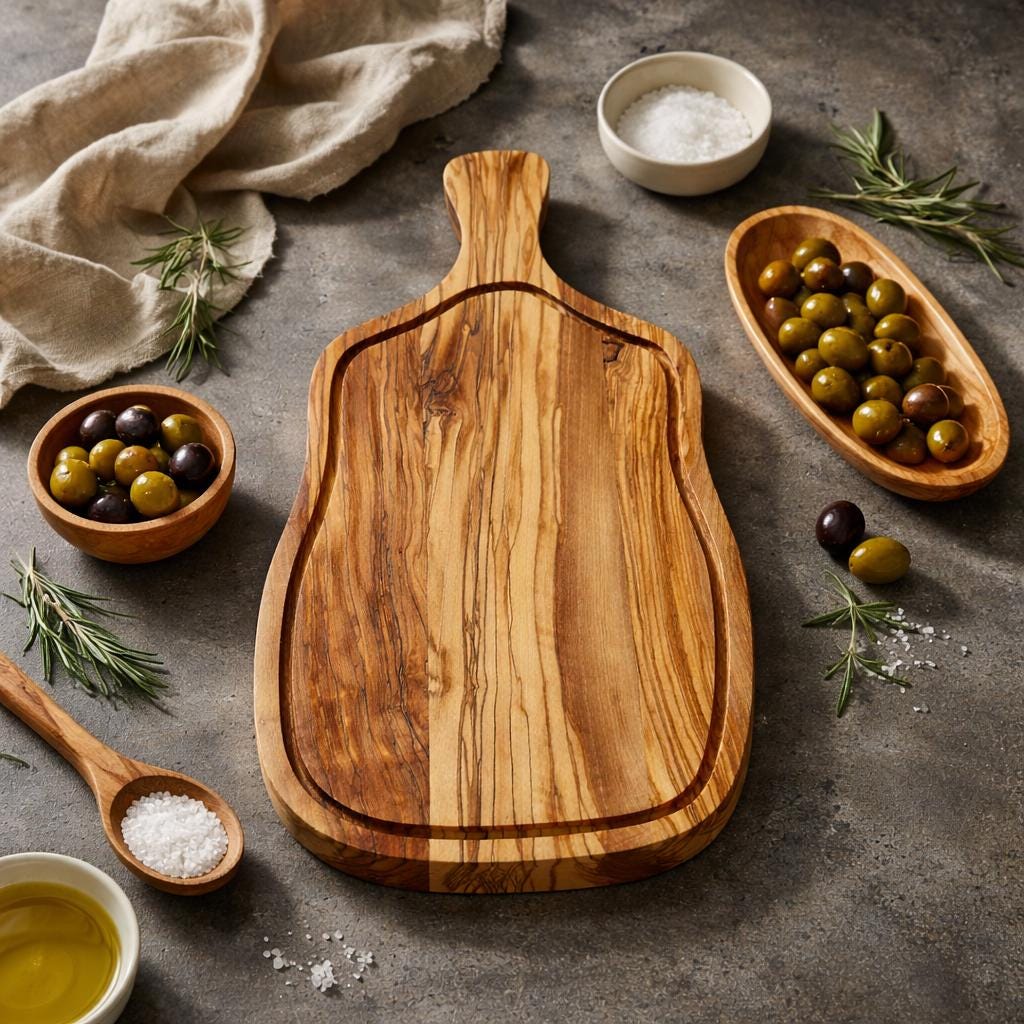 Olive Wood Steak Board, Unique Wooden Cutting Board,