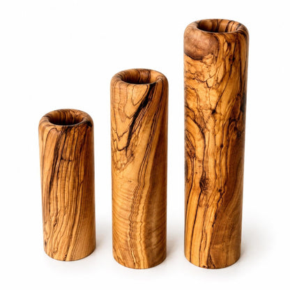 Olive Wood Minimalist Vase Set | Olive Wood Vases | Gift for The Home