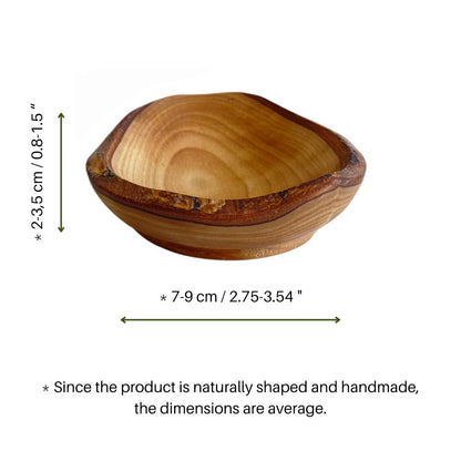 Olive Wood Rustic Mini Bowls | Wooden Live Edge Mini Plates | Vintage Christmas Dishes