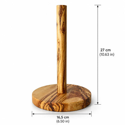 Handcrafted Olive Wood Paper Towel Holder – Rustic Farmhouse Kitchen Organizer