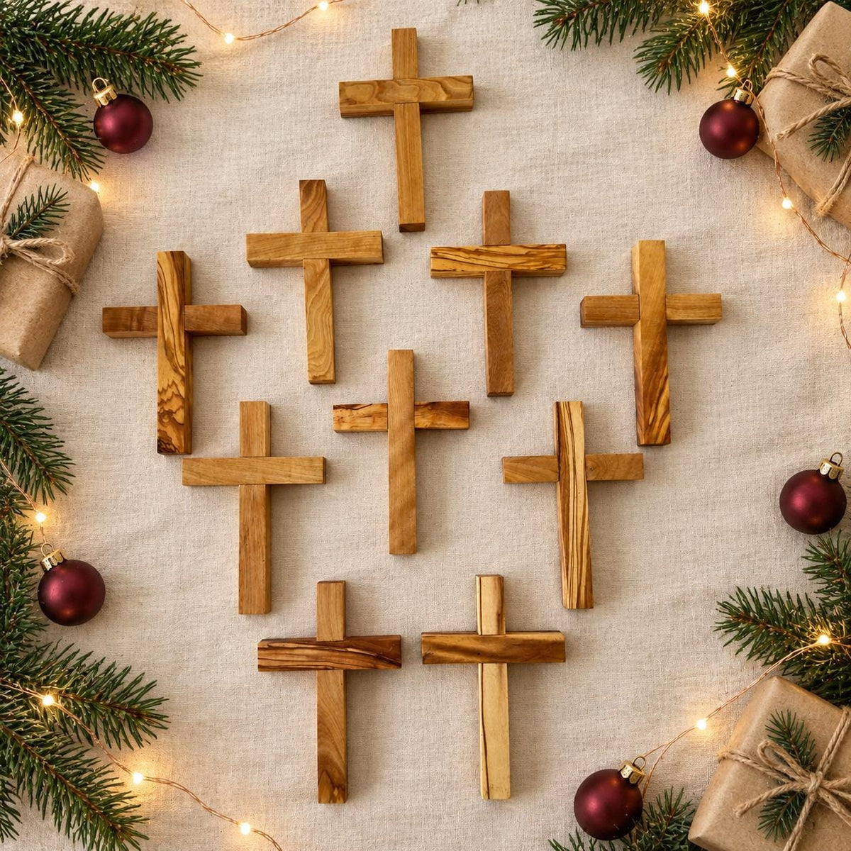 Wholesale Handmade Olive Wood Cross – Wooden Christian Cross – Rustic Christmas Gift – Religious Gift – Bulk Olive Wood Cross