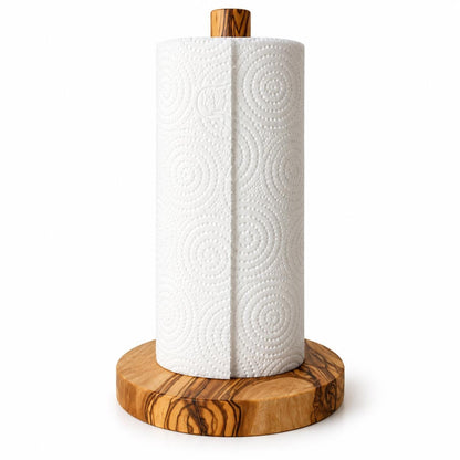 Handcrafted Olive Wood Paper Towel Holder – Rustic Farmhouse Kitchen Organizer