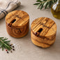 Personalized Olive Wood Spice Bowl with Spoon, Hand-Carved Salt Cellar