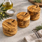 Personalized Olive Wooden Spice Bowl Set | Salt , Sugar Bowl with Spoon