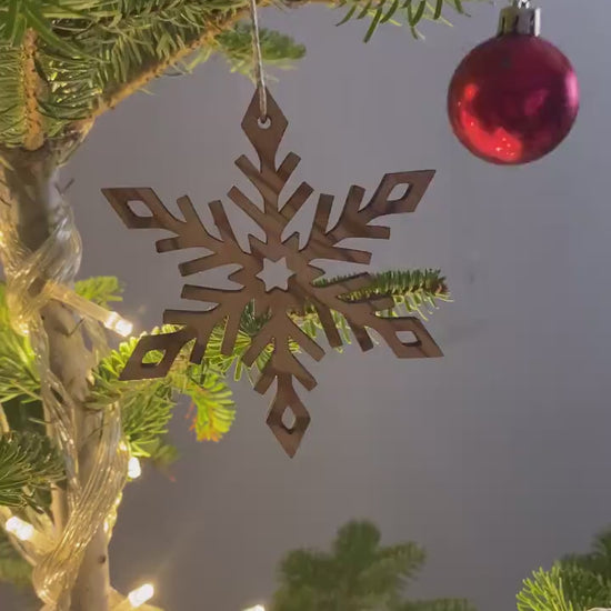 Olive Wood Snowflake Christmas Ornaments, Olive Wood Christmas Ornaments