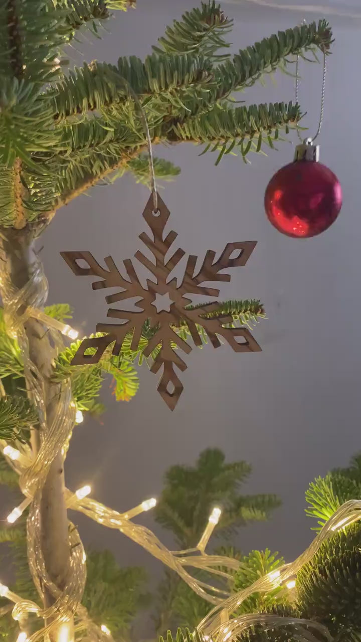 Olive Wood Snowflake Christmas Ornaments, Olive Wood Christmas Ornaments