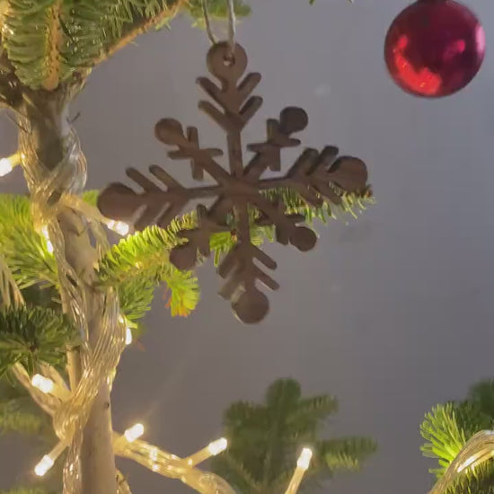 Olive Wood Snowflake Christmas Ornaments, Wooden Christmas Ornaments