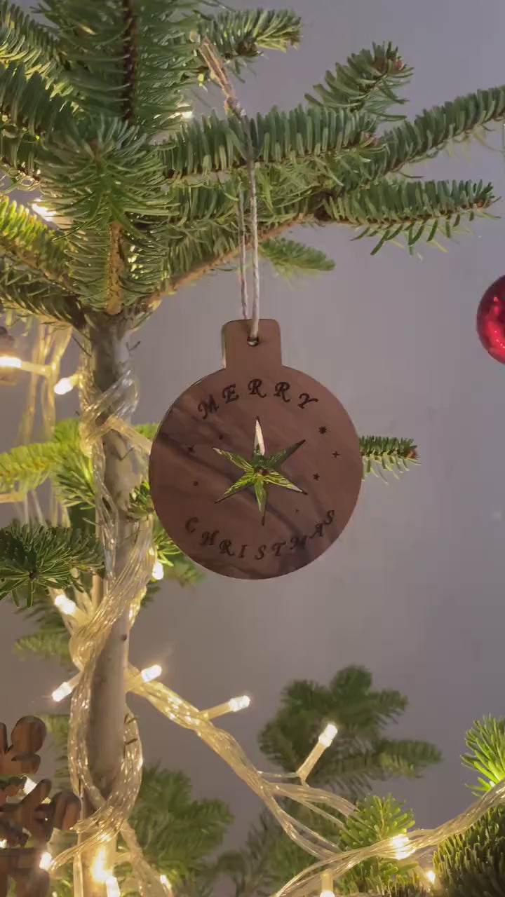 Olive Wood Unique Design Christmas Ornaments, Olive Wood Christmas Ornaments Unique Shapes Engraved